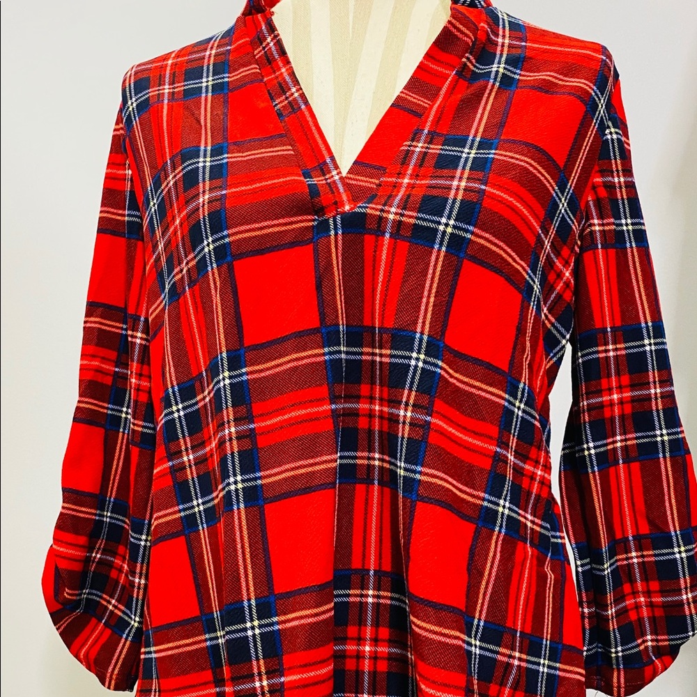 Multicolored plaid top